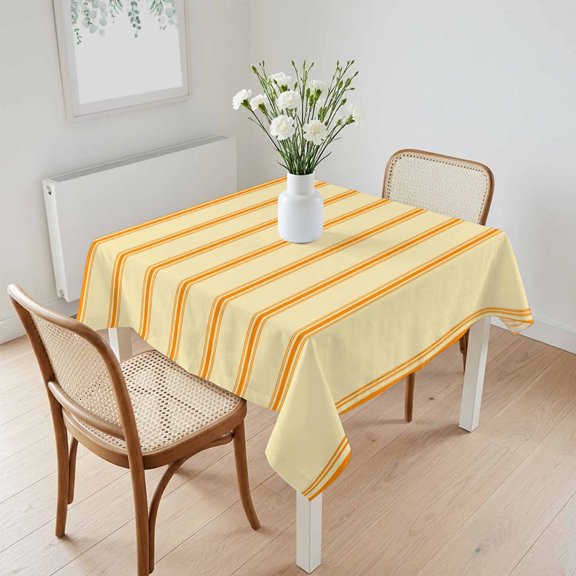 Waterproof Tablecloth Thanksgiving Yellow Orange Stripe Square Table Cloth 60x60in,Wipeable Washable Table Cover Modern Watercolor Lines Tablecloths for Dining Tables Kitchen Picnic Outdoor Party