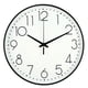 thumbnail image 1 of Reloj de pared silencioso de 8 pulgadas, sin tictac, decorativo, fácil de leer, redondo, para el hogar, sala de estar, marco negro, blanco, Bootom, palabra negra, 1 of 14