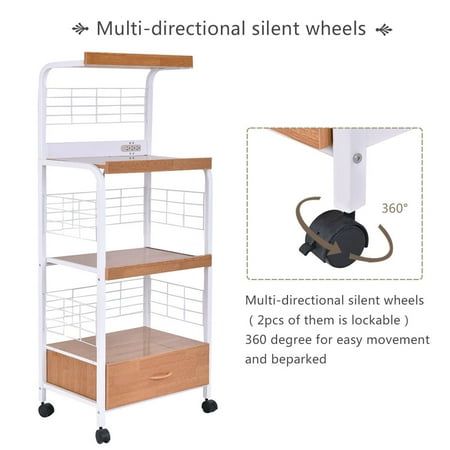 Costway 62 Bakers Rack Microwave Stand Rolling Kitchen Storage Cart W Electric Outlet Costway 62 Bakers Rack Microwave Stand Rolling Kitchen Storage Cart W Electric Outlet