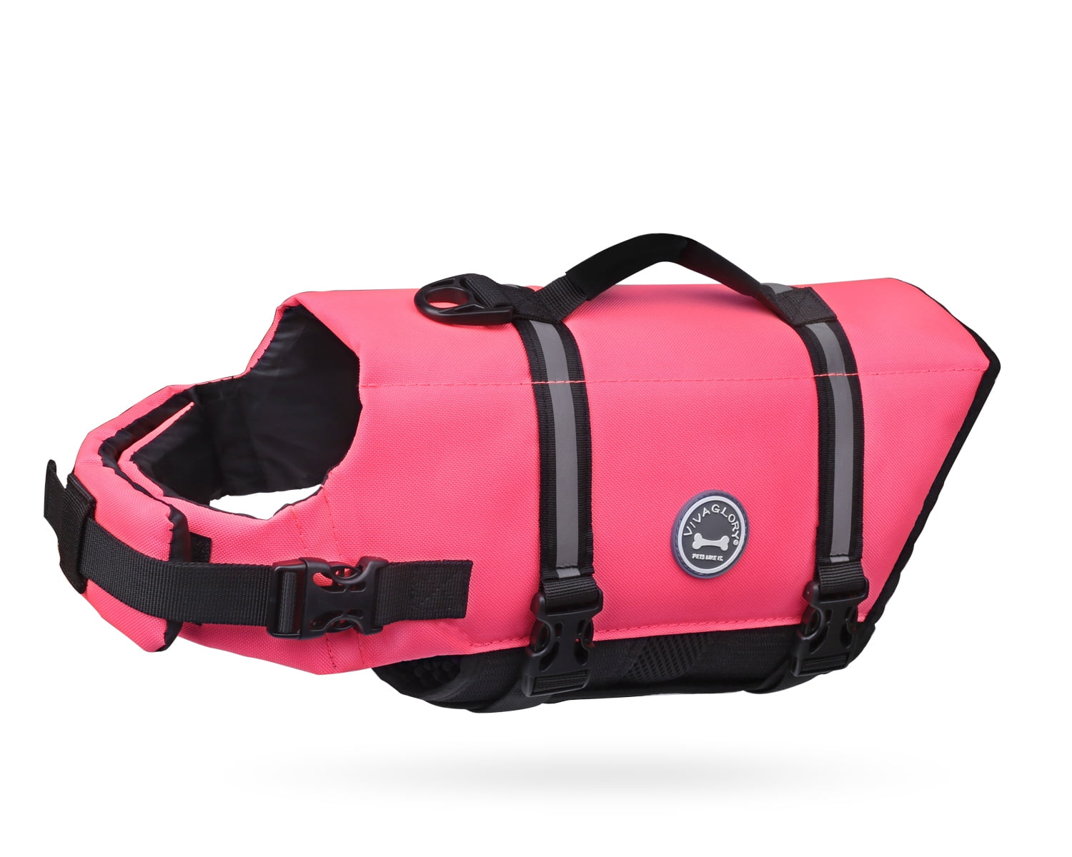 VIVAGLORY Dog Life Jacket Vest for Swimming, Ripstop, Bright Pink
