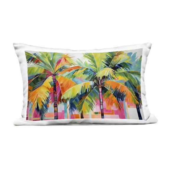 Stupell Industries Bright Mod Palms & Rectangles Outdoor Printed Pillow design by LSR Design Studio, 14 x 7 x 20