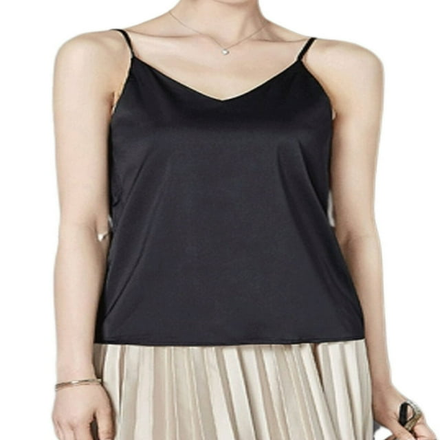 Débardeur Camisole Sans Manches en Satin de Soie Uni pour Femmes