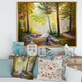 thumbnail image 2 of Afternoon Light Through The Forest Trees 32 in x 24 in Framed Painting Canvas Art Print, by Designart, 2 of 5