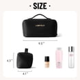 thumbnail image 2 of Lomyolo Large Capacity Makeup Bag for Women, 9.8L Waterproof Travel Cosmetic Organizer Toiletry Bag with Brush Pouch, Open Flat Toiletry Bag, Portable Lightweight Leather Cosmetic Bags - Black, 2 of 7