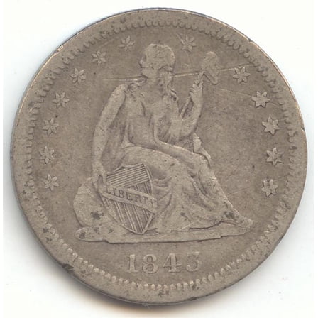 1843-O Seated Liberty Quarter, VF Details