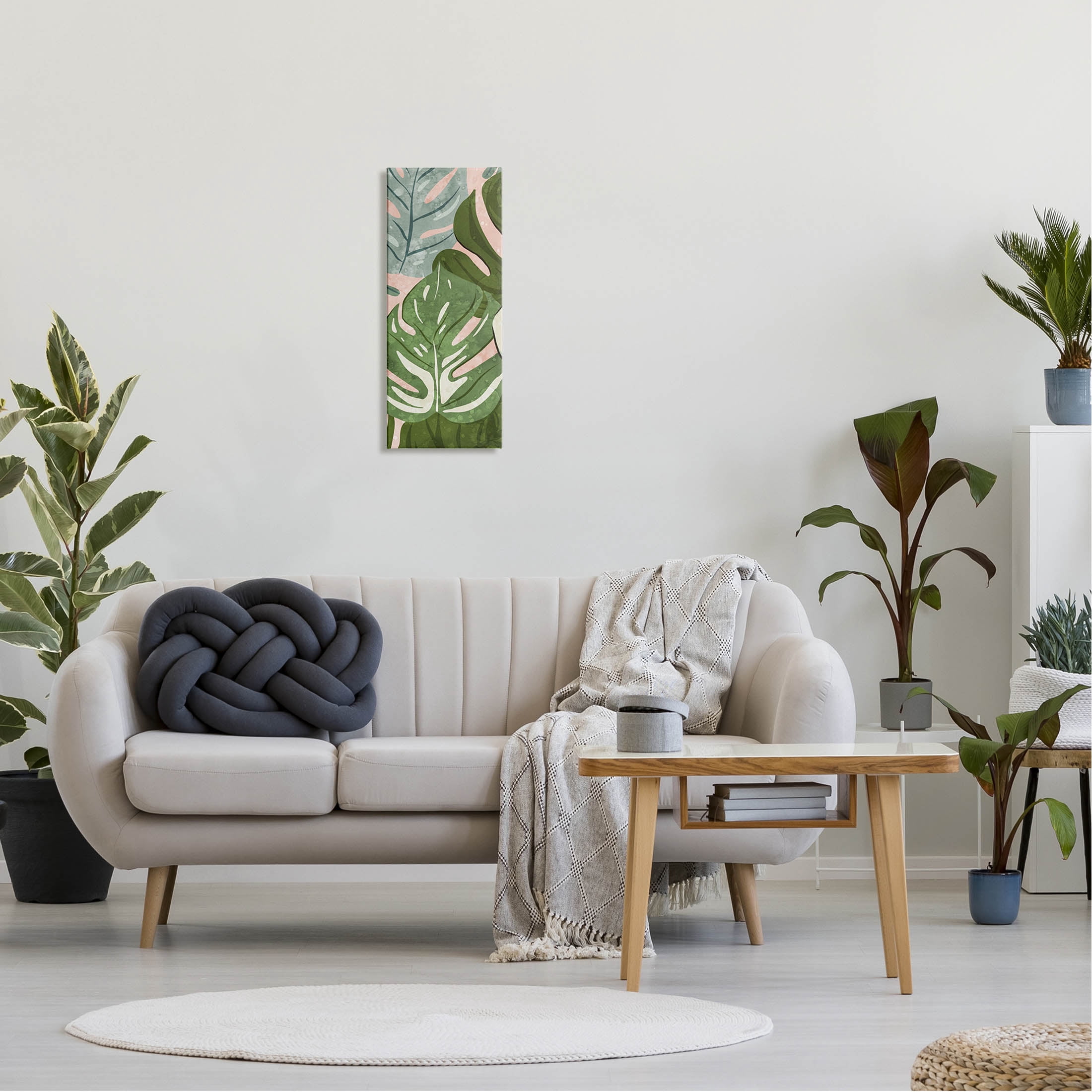 Varied Monstera Leaf Pattern Botanical & Floral Graphic Art Gallery Wrapped Canvas Print Wall Art