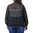 thumbnail image 4 of DARING DIVA Stylish Plus Size Mesh Sheer Zip Up Bomber Jacket 4X Black, 4 of 6