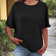 thumbnail image 3 of womens tops short sleeve summer Elbow Length Sleeve Coop Neck T-Shirts Casual Loose Comfy Lightweight Trendy Basic Shirts with Pocket, 3 of 7