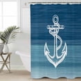 thumbnail image 4 of Shower Curtain Ocean Nautical Anchor Waterproof Shower Curtain Set with Hooks for Bathroom Showers,Stalls and Bathtubs,54x78InGradient Blue Stripes, 4 of 9