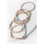 SAACHI DREAM Beaded, Stackable Bracelet Set, Pink, Set Of 5