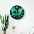 thumbnail image 4 of 12 Inch Wall Clock Battery Operated Silent Clock Decorative for Office, Kitchen, Outdoor, Living Room，Green Glass Dragonfly Print, 4 of 4