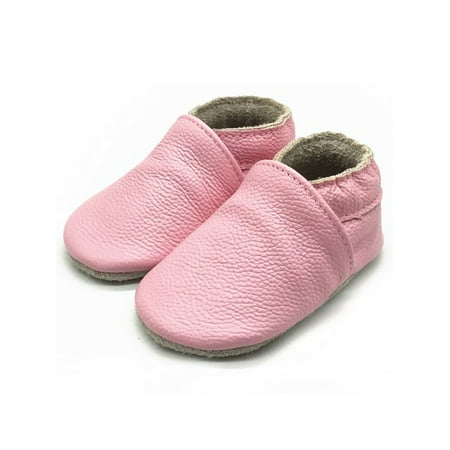 

Rotosw Infant Loafers Soft Sole Toddler Shoes Slip On Flats Non-Slip Round Toe Leather Shoe Walking Lightweight Pink 5C