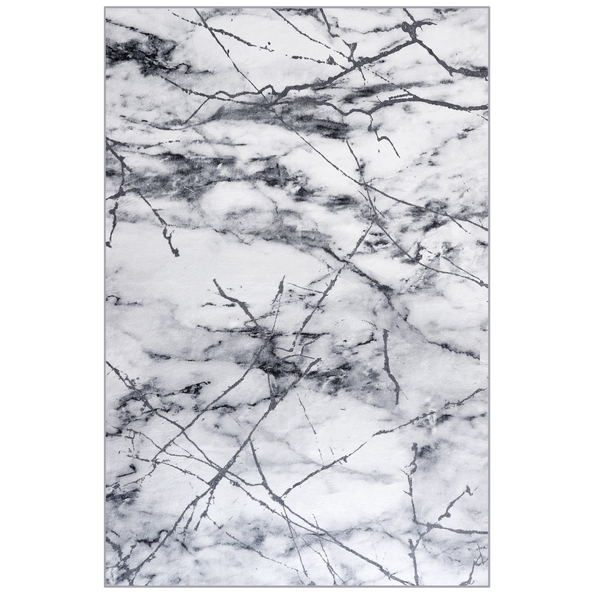 Cydiria Modern Abstract Marble Faux Wool Area Rug, 9' x 12', Gray