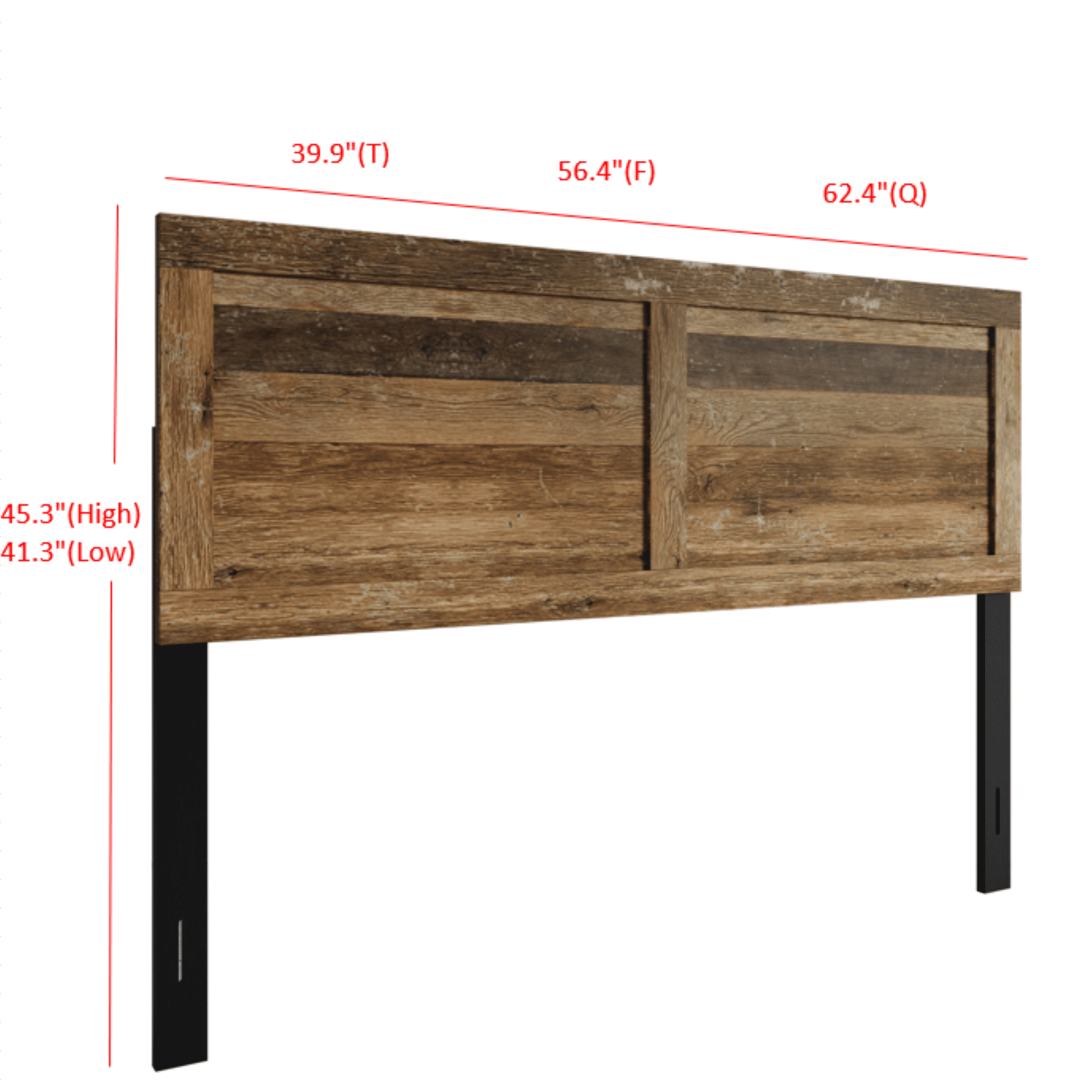 Home Design Yakima Twin Headboard with Farmhouse Design, Vintage Oak, Adjustable Height, Easy Assembly