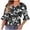 #076-Black, variant on Cutuoiiu Women's Casual Fashion Graphic V-neck Tshirt Ruffle 3/4 Sleeve Summer Loose Tops Gifts