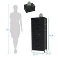 thumbnail image 3 of Commode à 5 Tiroirs Tour de Rangement Verticale Organisateur Tables de Nuit pour Chambre Cadre en Acier, Noir, 3 of 6
