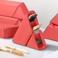 thumbnail image 4 of Roiihwy Standing Aesthetic Triangular Design Pencil Case Pouch, Portable Pen Bag Holder Wide with Drawer(Red), 4 of 6