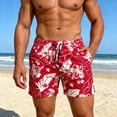 thumbnail image 2 of JIAHONG Hawaiian Men's Summer Beach Shorts Swim Trunks Sports Running Bathing Suits with Mesh Lining , Red, 2 of 9