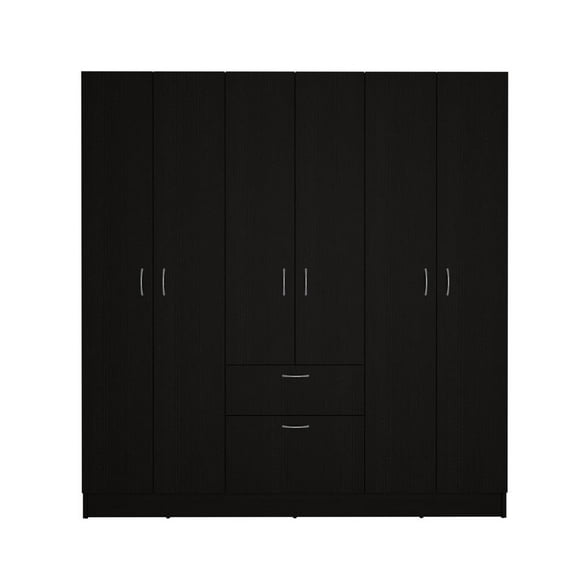 FM FURNITURE Guajira Modern 6-Door Wood Bedroom Armoire in Black Wenge