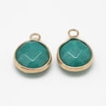 thumbnail image 2 of 20pcs Natural White Jade Pendants with Nickel Free Brass Findings Faceted Dyed teardrop Golden Teal 17.5x13.5x6.5mm Hole: 2mm, 2 of 2