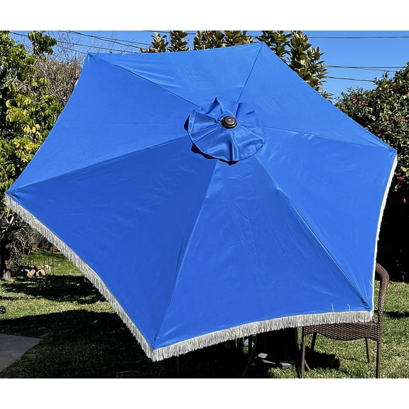 BELLRINO DECOR Replacement MEDIUM COFFEE Tassel Edge Umbrella Canopy for 9ft 6 Ribs (Canopy Only)C003-6R-ROYAL