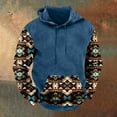 thumbnail image 2 of Mens Fleece Hoodies Colour Block Vintage Ethnic Style Printed Pullover Hooded Sweatshirts with Pockets Fall Sweatshirts Work Wear Sweaters Drawstring Hoody Long Sleeve Tops Hoodie for Men, 2 of 3