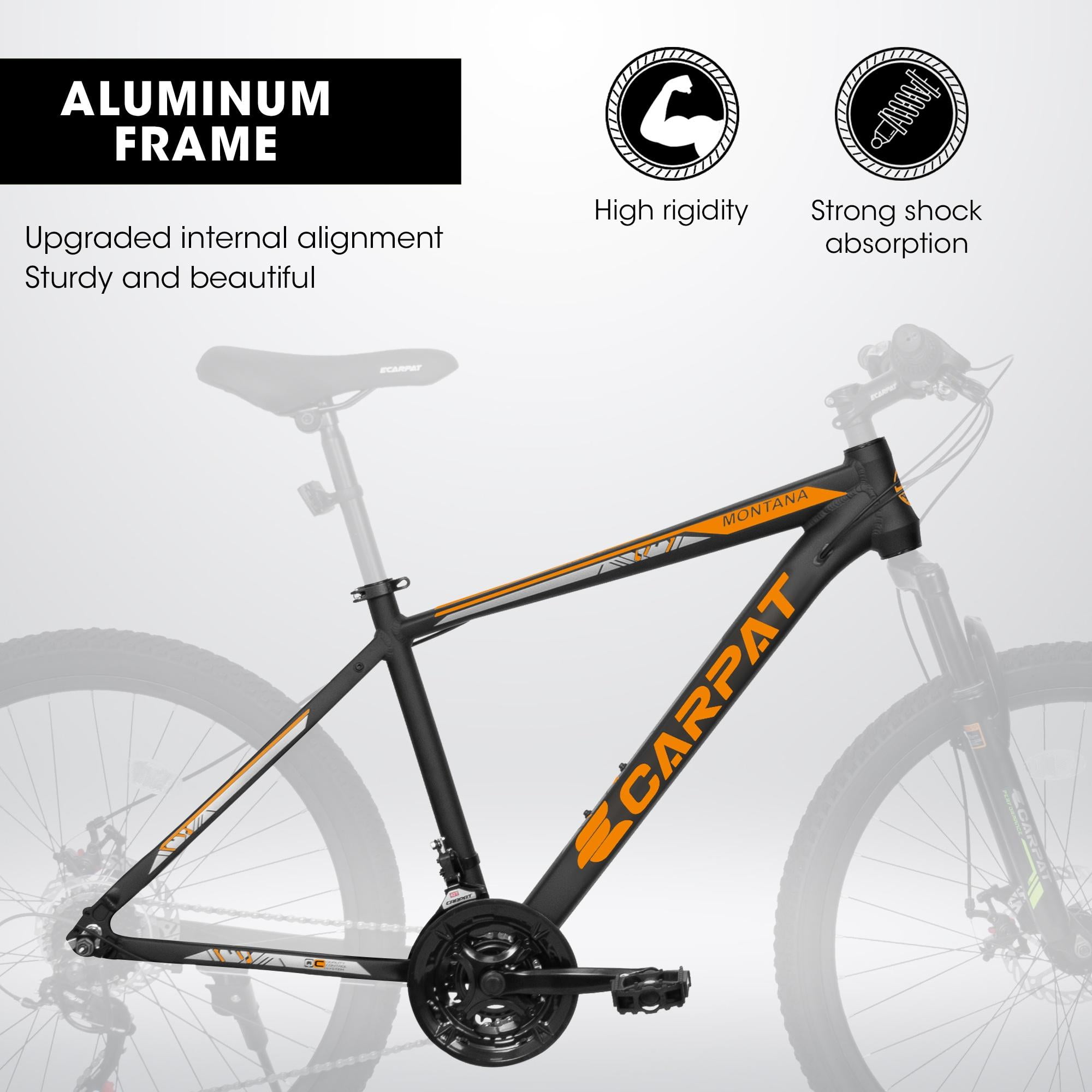 26 inch Mountain Bike, Shimano 21 Speed Drive, Dual Disc, Brake Front Suspension MTB For Women Men Black Blue