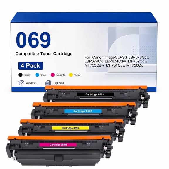 069 Toner Cartridge Compatible with Canon 069 imageCLASS LBP673Cdw 674Cx 674Cdw MF752Cdw 753Cdw 751Cdw 756Cx Printer(4 Pack)