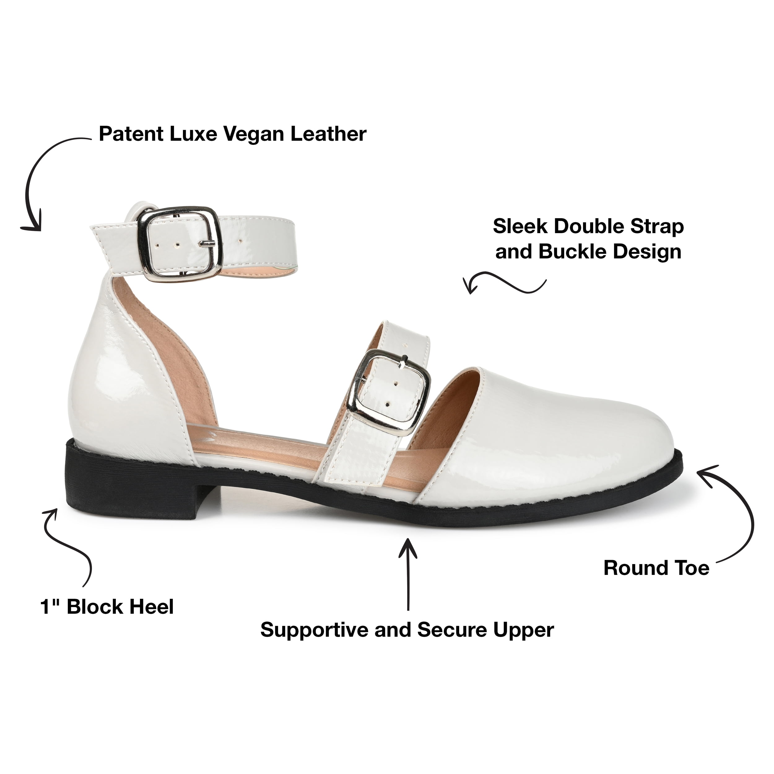 Journee Womens Constance Buckle Round Toe Mary Jane Flats, Widths Available