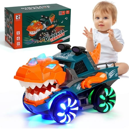 Monster Truck with Flashing Lights Music Roaring Sound, Dinosaur Car Toys for 3 4 5 6 Year Old Boys