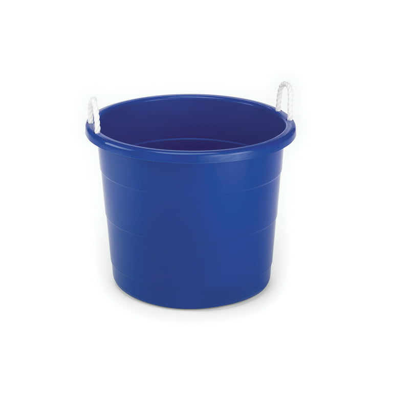 Mainstays 17 Gallon Round Plastic Tub with Rope Handles, Blue, Set