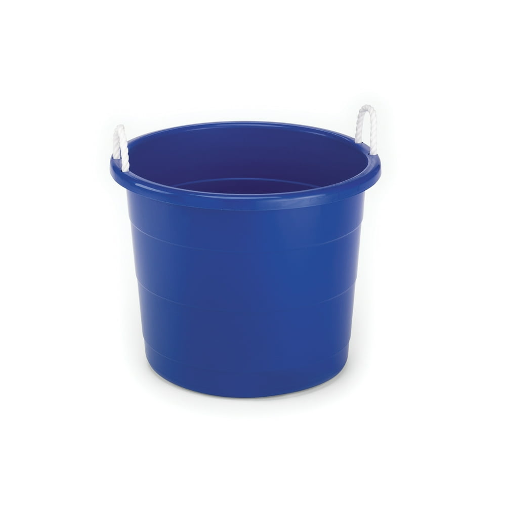 Mainstays 17 Gallon Plastic Tub with Rope Handles, Blue, Set of 2