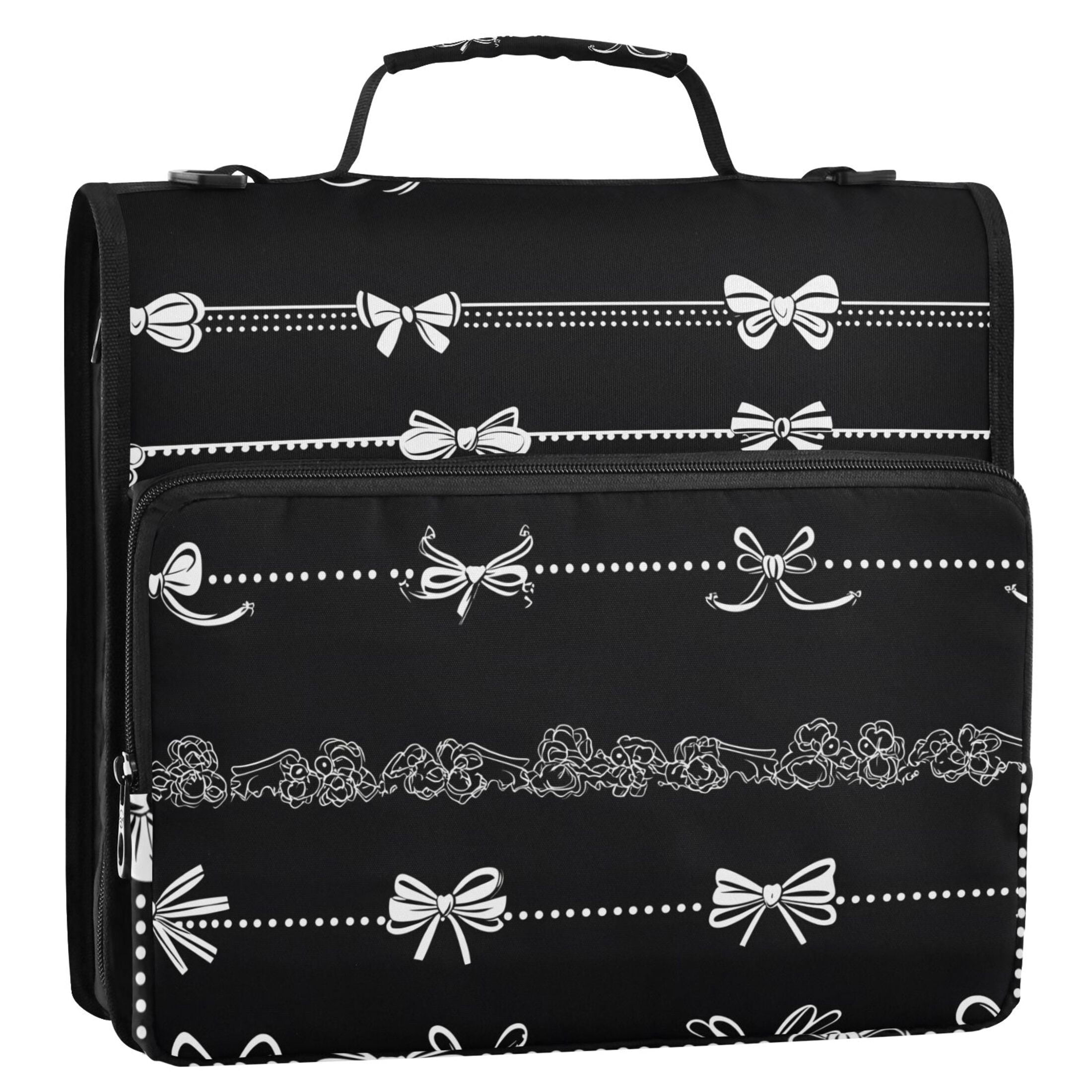ALAZA Zipper Binder Romantic Bows 3 Ring Trapper Keeper File Folder Organizer Bag