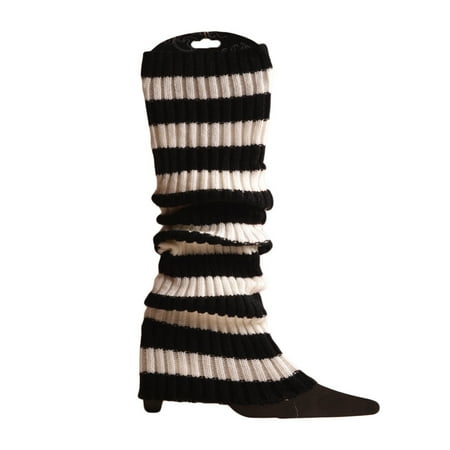 

GHOONEY Womens Fashion Leg Warmers Adult Junior Retro 80s Ribbed Knitted Striped Socks
