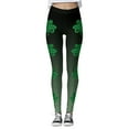 thumbnail image 4 of Arlun St Patricks Day Leggings for Women Casual Shamrock Printed Straight Stretch Leggings Irish Green Soft Comfortable High Waist Tummy Control Workout Yoga Pants Army Green M, 4 of 5