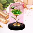 thumbnail image 4 of Eespoir Glass Covered Foil Rose, Eternal Flower Ornament, LED Night Light Decor, For Valentine's Day Gift Giving, Home Party Decor(Green), 4 of 7