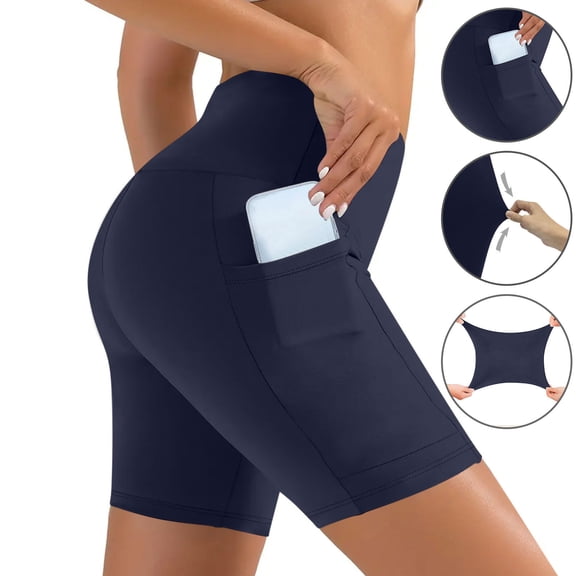 Gamivast Compression Shorts for Women with Pockets Tummy Control Stretchy Pull-On Biker Shorts Athletic Butt Lifting High Waisted Fitted Yoga Shorts Workout Training Gym Running Wear
