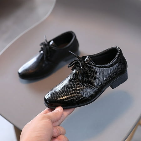 

RUICUW Children Boys Leather Shoes Soft Leather Performance Lace Up British Style Casual Embossed 3.5-4 Years