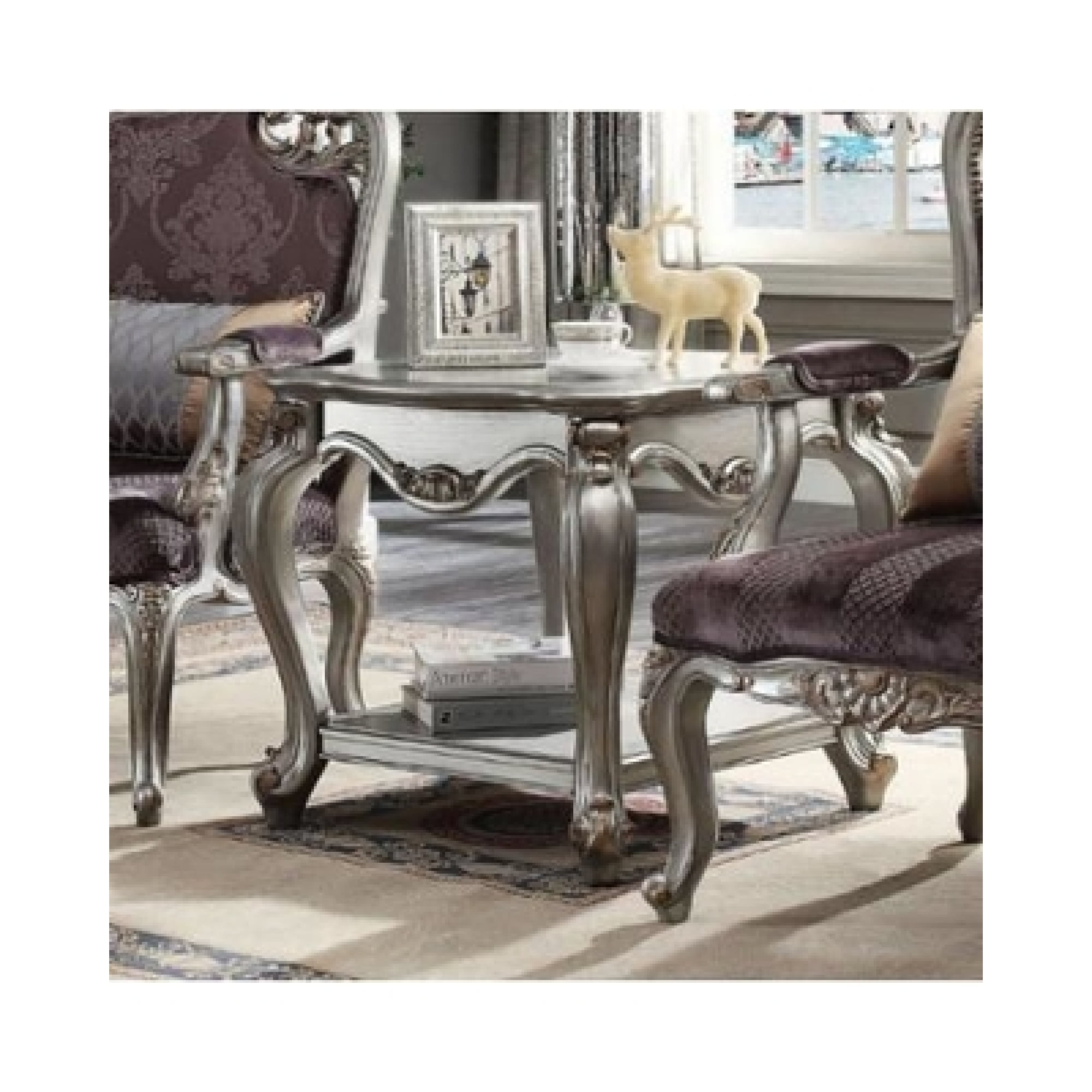 Picardy Antique Platinum Square Wood End Table