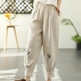 thumbnail image 7 of Edvintorg Lightweight Pants for Women Casual Summer Elastic High Waist Cotton and Linen Pants with Pockets Vintage Plus Size Sweatpants Women Beige XXXXL, 7 of 7