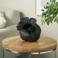 thumbnail image 2 of DecMode 9" Abstract Wide Rounded Floral Shaped Black Ceramic Vase with Petal Rim, 2 of 9