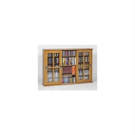 Pemberly Row Wall Hanging Sliding Door Multimedia Cabinet In Oak