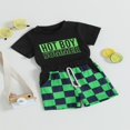 thumbnail image 2 of Ensemble 2 Pcs pour Bébé Garçon T-Shirt à Manches Courtes Imprimé Lettre Shorts à Carreaux, 2 of 7