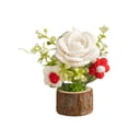 thumbnail image 2 of Artificial Flowers,Hand Woven Rose Ornament Log Base Wool Flower Desktop Home Decoration Small Ornament Desktop Decoration Souvenir Multi Color Optional, 2 of 6