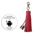 thumbnail image 4 of Micro USB Cable Keychain - Android Charging Cord with Genuine Leather Tassel and Keyring Red - by Gee Gadgets, 4 of 5