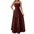 thumbnail image 2 of Women'S Maxi Dress Jacquard Formal Evening Gown Elegant Wedding Guest Party Dress Brown XL, 2 of 7