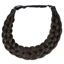 DIGUAN 5 Strands Synthetic Hair Braided Headband Classic Chunky Wide Plaited Braids Elastic Stretch Hairpiece Women Girl Beauty (Brunette)