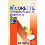 Nicorette 2 mg Nicotine Gum Stop Smoking Aid, Fruit Chill, 100 Count..