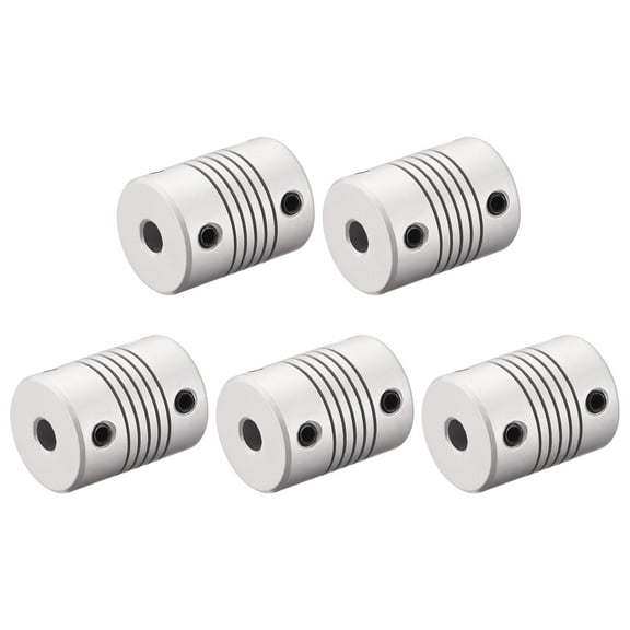 5mm to 6.35mm Aluminum Alloy Shaft Coupling Flexible Coupler Motor Connector Joint L25xD19 5pcs