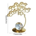 thumbnail image 3 of Gold Ginkgo Leaf Sculpture | Metal Art Desk Statue | Crystal Ball Base Home Office Decor | Elegant Bookshelf Ornament, 3 of 6
